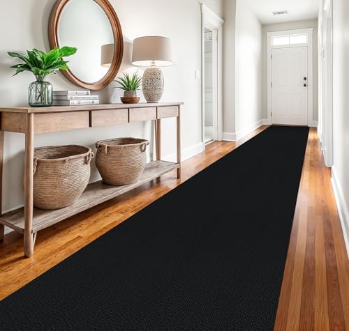 EARTHALL Washable Runner Rug, Non Slip Hall Runner, 3x20 Ft, Black Heather - Image 5