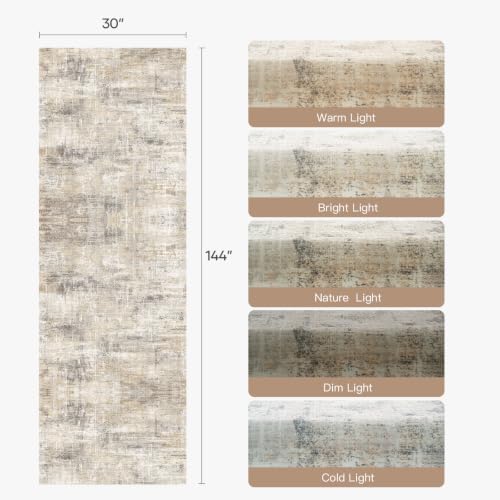 2'6"x12' Area Rugs for Hallways, Abstract Washable Non-Slip Runner Rug,Gold - Image 2