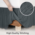 Wrap Around Twin Bed Skirt, Easy Fit Elastic Belt, 16 Inch Drop, Grey - Image 5