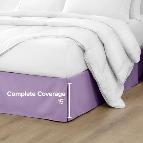 Bare Home Bed Skirt 15-Inch Drop 1800 Ultra-Soft (Queen, Lavender) - Image 5