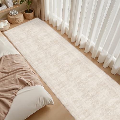 3x14 Hallway Washable Runner Rug: Neutral Kitchen Carpet Beige - Image 3