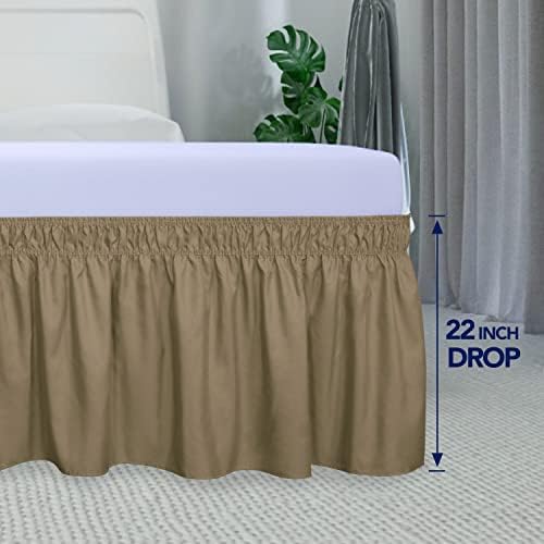 PureFit Wrap Around Ruffled Bed Skirt, Camel, Twin/Full - 22" Drop - Image 5