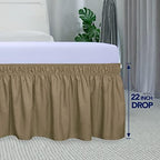 PureFit Wrap Around Ruffled Bed Skirt, Camel, Twin/Full - 22" Drop - Image 5