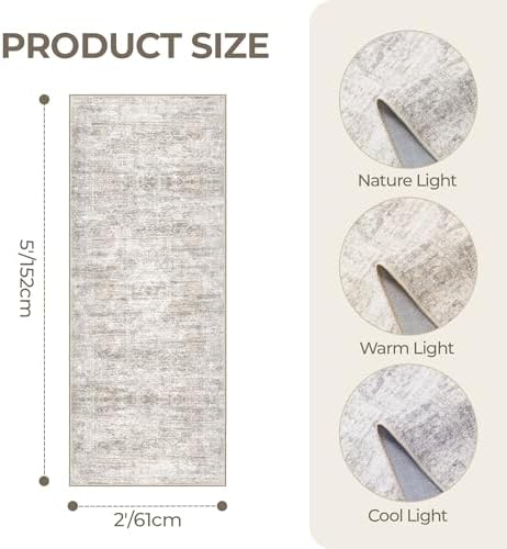 2x5 Rug Runners for Hallways Non Slip,Kitchen Rugs,Taupe - Image 2