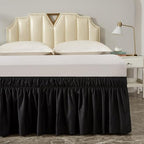 MEILA Wrap Around Elastic Bed Skirt for Queen & King Beds, 12" Drop, Black - Image 6