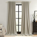 Guken Extra Long 100% Blackout Linen Curtains 120 Inches Grey Flax by Guken