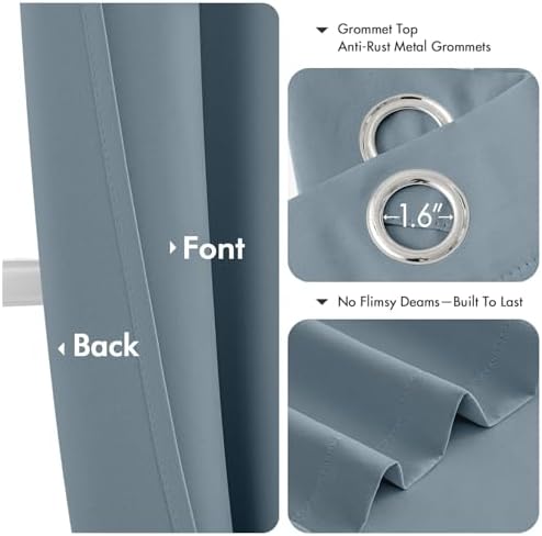 MIULEE Blackout Curtains for Bedroom 2 Panel 40 x 84 Inch Long Greyish Blue - Image 4
