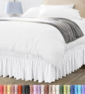 Wrap Around Twin Bed Skirt, Easy Fit Elastic Belt, 16 Inch Drop, White by UTOPIABEDDING