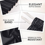 Wrap Around Twin Bed Skirt, Easy Fit Elastic Belt, 16 Inch Drop, Black - Image 6