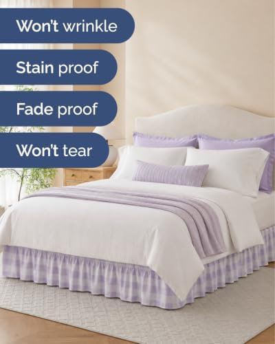 CGK Wrap Around Dust Ruffle Bed Skirt - Twin Size, 18" Inch, Mauve - Image 5