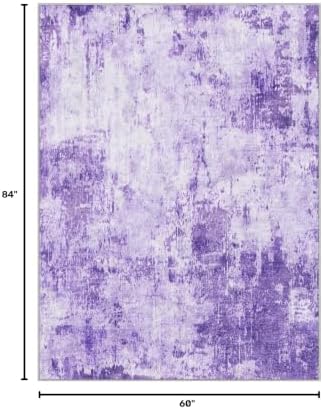 RELEANY Washable 5'x7' Abstract Area Rug for Living Room Purple - Image 2