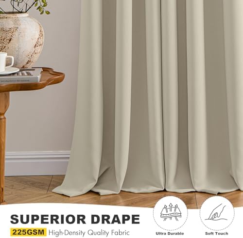 MIULEE Blackout Curtains for Bedroom 2 Panels 40 x 63 Inch Long Sand - Image 5