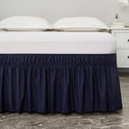 MEILA Wrap Around Bed Skirt for Queen & King Beds, 12" Drop, Navy Blue - Image 3