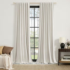 Guken 100% Blackout Linen Curtains 90 Inch Long for Bedroom 2 Panels Modern by Guken