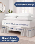 CGK Wrap Around Dust Ruffle Bed Skirt - King Size, 15" Inch, French Grey - Image 2