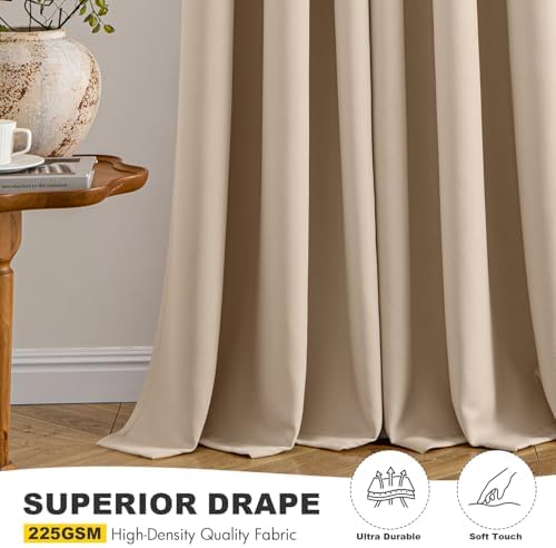 MIULEE Blackout Curtains for Bedroom 2 Panels 55 x 68 Inch Long Beige - Image 5