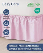 CGK Wrap Around Dust Ruffle Bed Skirt - Queen Size, 15" Inch, Light Pink - Image 6