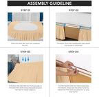 Wrap Around Queen Bed Skirt, Easy Fit Elastic Belt, 16 Inch Drop, Beige - Image 4