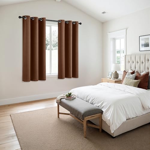 MIULEE Blackout Curtains for Bedroom 2 Panels 40 x 63 Inch Cappuccino Brown - Image 6