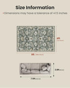 Amada 6x9 Washable Area Rug for Dining Room, Green/Brown, Vintage Pattern - Image 2