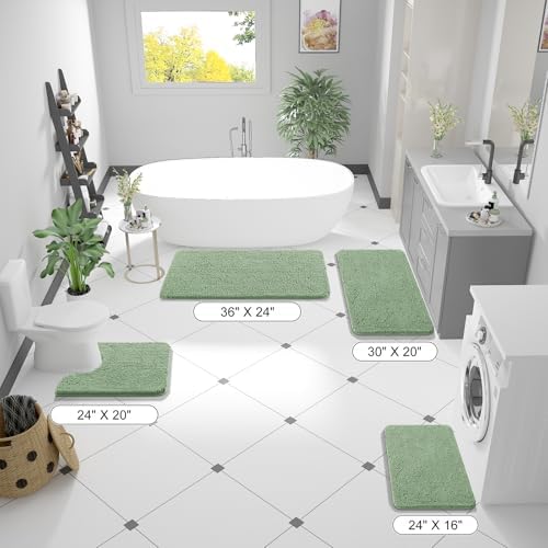 OLANLY Bathroom Runner Rugs 59x20, Extra Soft Absorbent Chenille Bath Rugs - Image 2