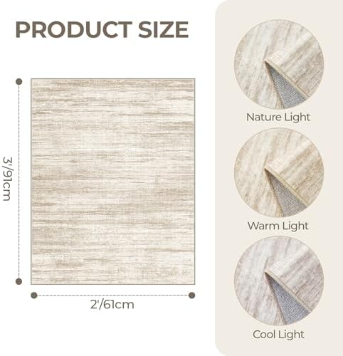 2x3 Rug Non Slip, Small Washable Entryway Rug,Brown - Image 2