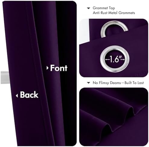 MIULEE Blackout Curtains for Bedroom 2 Panel 40 x 84 Inch Long Royal Purple - Image 4