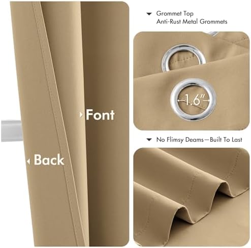 MIULEE Blackout Curtains for Bedroom 2 Panels 40 x 84 Inch Long Taupe Brown - Image 4