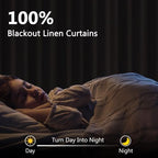 Guken Extra Long 100% Blackout Linen Curtains 120 Inches Grey Flax - Image 2