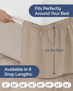 CGK Wrap Around Dust Ruffle Bed Skirt - Queen Size, 21" Inch, Cream - Image 4