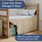 CGK Linens Dorm Room Bed Skirt Twin XL - Dorm Essentials - 32" Off White - Image 5