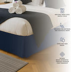 Full Size Pleated Bed Skirt, Hides Under-Bed Storage 16 Inch Drop, Navy - Image 5