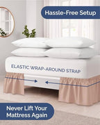 CGK Wrap Around Dust Ruffle Bed Skirt - King Size, 12" Inch, Mauve - Image 2