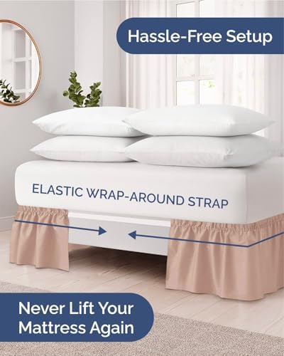 CGK Wrap Around Dust Ruffle Bed Skirt - King Size, 21" Inch, Mauve - Image 2