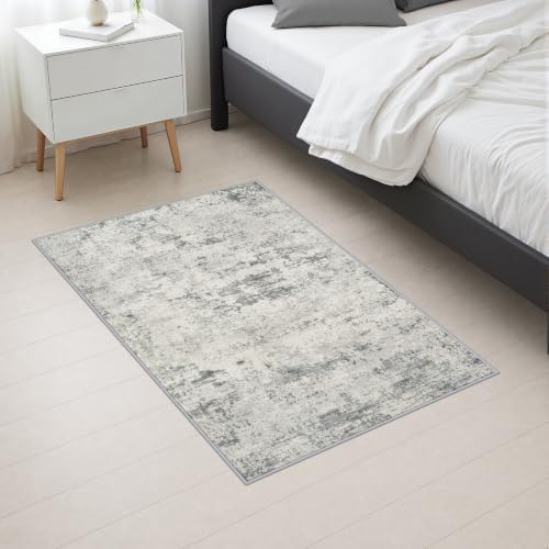 2x3 Washable Entryway Rug: Modern Abstract Indoor Soft Carpet Gray - Image 5