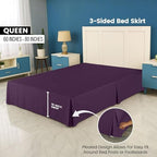Queen Size Pleated Bed Skirt, Hides Under-Bed Storage 16 Inch Drop, Purple - Image 2