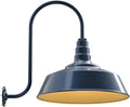Steel Lighting Co. Large Outdoor Barn Light | Gooseneck Light Fixture | Made in America from 18-Gauge Steel | 20" Dome | Upward Sloping Gooseneck Gray Blue Exterior/Brass Interior