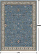 Hazo Haus Blue Big Rugs for Living Room - Dusty Blue 10x14 Area Rug for Large Bedroom, Dining Room, Washable Lightweight Low Pile Foldable Eclectic Modern Floral Home Décor - Image 2