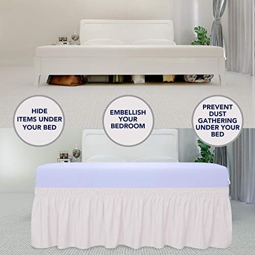 PureFit Wrap Around Ruffled Bed Skirt, Baby Pink, Queen/King - 14" Drop - Image 3