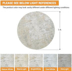 Aelenmu Round Rug 5ft Washable Rug for Dining Room Living Room Beige Grey - Image 2