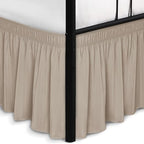 Wrap Around Full Size Bed Skirt Split Corners 14" Drop-Elastic Dust Ruffle by Biscaynebay
