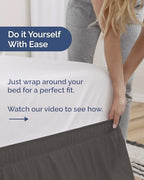 CGK Wrap Around Dust Ruffle Bed Skirt - Queen Size, 12" Inch, Dark Grey - Image 3