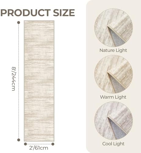 2x8 Runner Rug Non Slip,Washable Hallway Runner Rug,Brown - Image 2