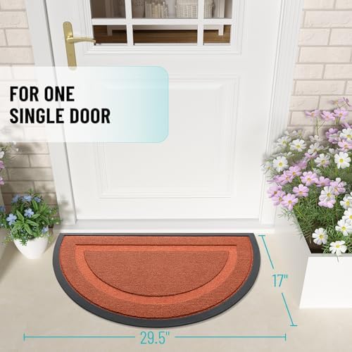 OLANLY Half Circle Front Door Mat Outside 29.5x17 All-Season Rubber Doormat - Image 2