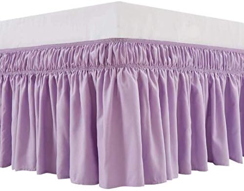 MEILA Wrap Around Bed Skirt for Queen & King Beds, 16" Drop, Light Purple by MEILA