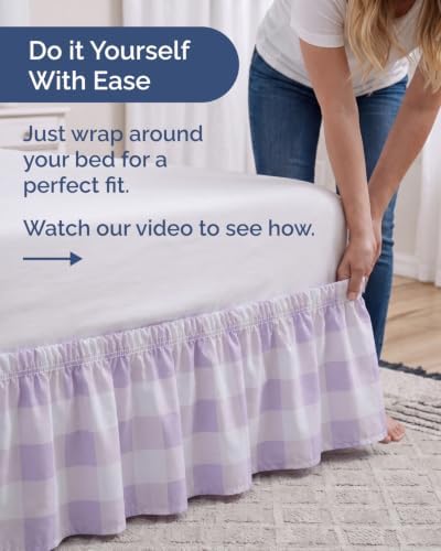 CGK Wrap Around Dust Ruffle Bed Skirt - Twin Size, 15" Inch, Mauve - Image 3