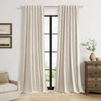 Guken 100% Blackout Linen Curtains 90 Inch Long 2 Panels Cream Beige by Guken