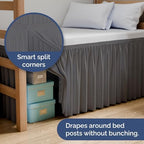 CGK Linens Dorm Room Bed Skirt Full XL - Dorm Essentials - 36" Dark Grey - Image 4