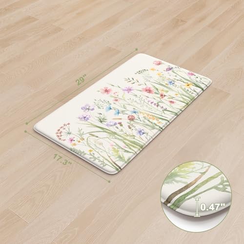 KIMODE Anti Fatigue Kitchen Mat,Boho Floral Kitchen Floor Mats Non Slip - Image 4