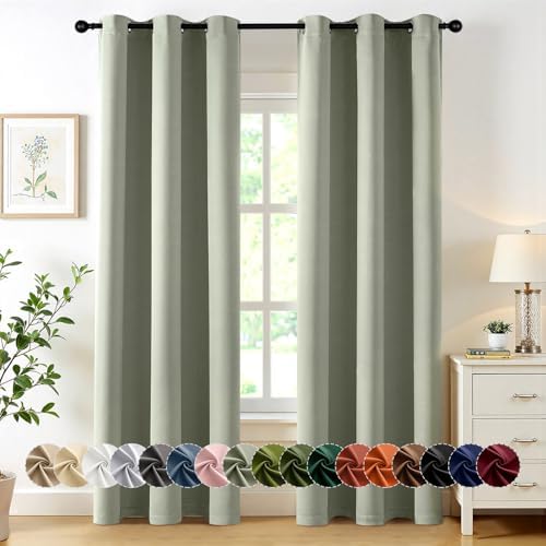 MIULEE Blackout Curtains for Bedroom 2 Panels 40 x 80 Inch Long Sage Green by MIULEE